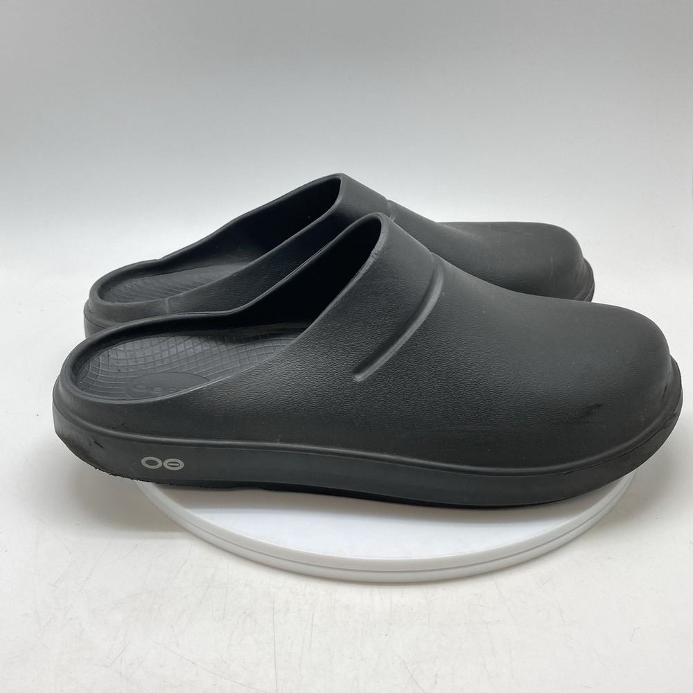 Oofos OOcloog Mens 11 Womens 13 Black Recovery Clogs Casual Slip On Shoes
